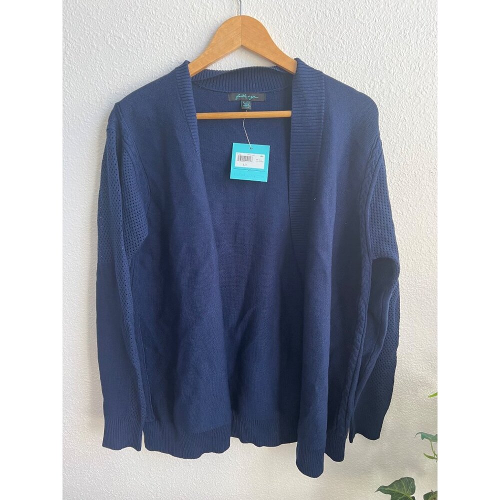 NWT Stitch Fix womens blue waterfall cardigan mesh sleeves blue XL